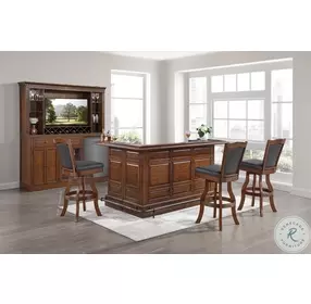 Manchester Distressed Walnut Back Bar with Hutch