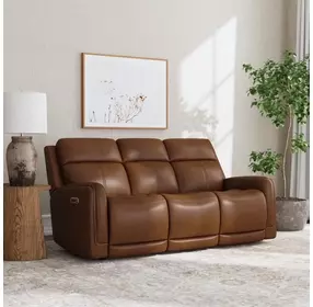 Alister Sedona Brown 82" Triple Power Glider Reclining Sofa with USB Charging and LED