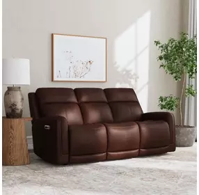 Alister Burnt Umber 82" Triple Power Glider Reclining Sofa with USB Charging and LED