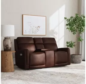 Alister Burnt Umber 71" Triple Power Glider Reclining Loveseat with Console and USB Charging