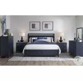 Summerland Inkwell Blue King Panel Storage Bed