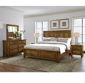 Maple Road Antique Amish King Mansion Storage Panel Bed