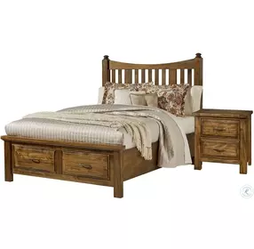 Maple Road Antique Amish King Poster Storage Bed