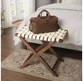 Cipriani White and Brown Leather Luggage Rack
