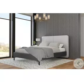 Walden Light And Dark Gray Upholstered Queen Low Profile Platform Bed