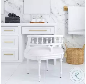 Hathaway Cottage White Vanity Stool