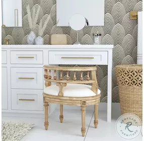 Hathaway Antique Beige Vanity Stool