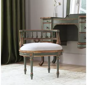 Hathaway Royal Pastel Green 23" Oval Upholstered Vanity Seat