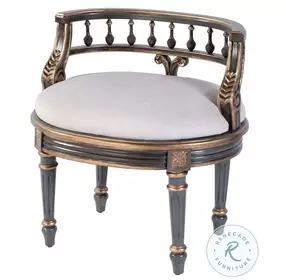 Hathaway Ivory Oval Upholstered Vanity Stool