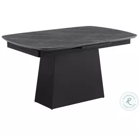 Potero Black 73" Faux Marble Extendable Dining Room Set