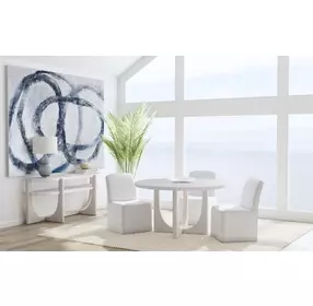 Gavin Driftwood and White 54" Round Marble Top Dining Table