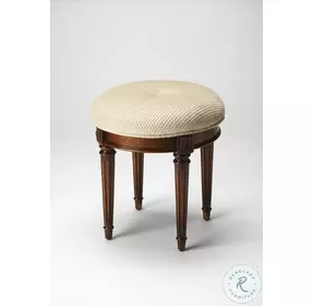 Bernadette Olive Ash Burl Upholstered Vanity Stool