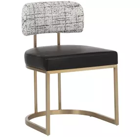 Sylvara Bravo Black and Halton Birch Performance Fabric Dining Chair