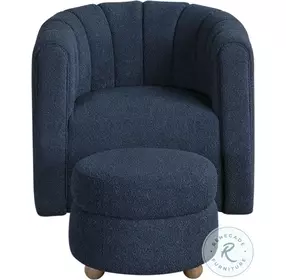 Halsey Blue Swivel Chair with Ottoman