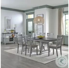 Seabrook Smokey Gray And Carbon Gray Trestle Extendable Dining Table