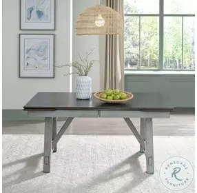 Newport Smokey Gray And Carbon Gray Trestle Extendable Dining Room Set
