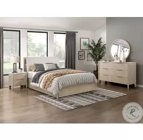 Matteo Light Oak Ceruse Marble Top 2 Drawer Nightstand