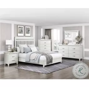 Kidman White California King Upholstered Panel Bed with LED Lighting