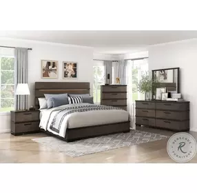 Acworth Brownish Gray And Black 5 Drawer Chest