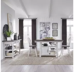Harvest Grove White and Brown 5 Piece Gathering Dining Set