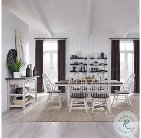 Farmhouse Two Tone White Fixed Top Trestle Dining Table