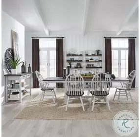 Farmhouse Two Tone White Windsor Back Arm Chair