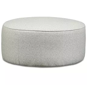 Durango Moose Off White Performance Fabric Upholstered Round Cocktail Ottoman
