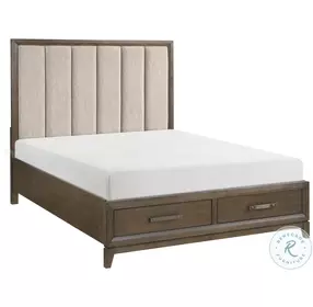 Cambridge Dark Walnut And Flaxen Platform Storage Bedroom Set