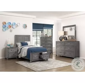 Garretson Gray Twin Platform Bed with Footboard Storage