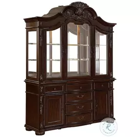 Adelina Cherry 6 Drawer Buffet with Hutch