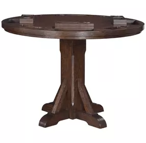 Gettysburg Dark Distressed Chestnut Adjustable Game Table Set with Flip Over Chip Holders