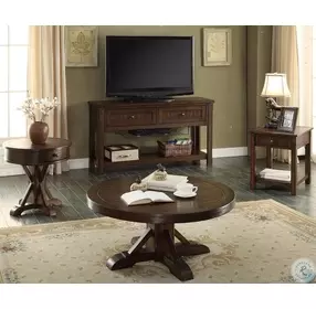 Gettysburg Heavy Distressed Dark Round End Table