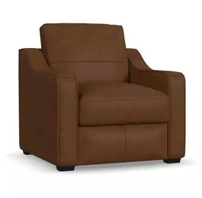 Hudson Brown Leather Upholstered Accent Chair