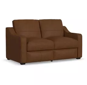 Hudson Brown Leather 70" Loveseat