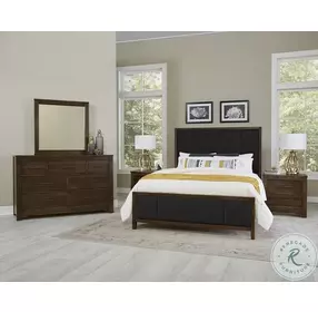 Ben And Erin Napier Dark Cherry And Black Upholstered King Panel Bed