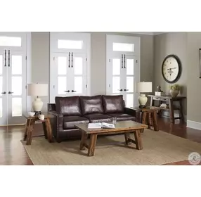 Cannon Valley Distressed Medium Brown Trestle End Table