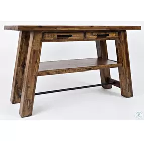 Cannon Valley Distressed Medium Brown Trestle Sofa Table