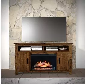 Cannon Valley Distressed Brown 60" TV Stand with Electric Fireplace