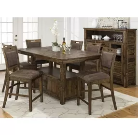 Cannon Valley Distressed Medium Brown Adjustable Height Storage Dining Table