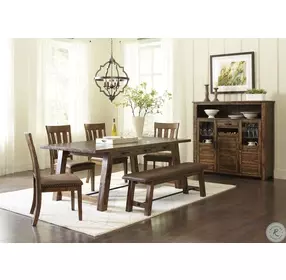 Cannon Valley Distressed Medium Brown Trestle Dining Table