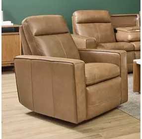 Dutch Cortado Brown Leather Zero Gravity Swivel Gliding Power Recliner with USB Charging and Heat Massage