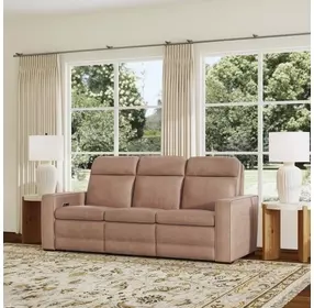 Dutch Desert Tan Leather 91" Zero Gravity Power Reclining Sofa with Power Lumbar and USB Charging