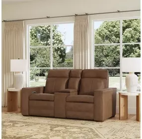 Dutch Cortado Brown Leather 78" Zero Gravity Power Reclining Loveseat with Console and USB Charging