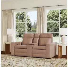 Dutch Desert Tan Leather 78" Zero Gravity Power Reclining Loveseat with Console and USB Charging