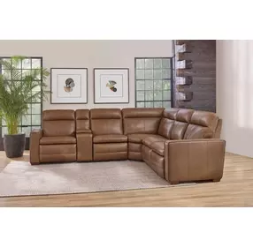 Dutch Cortado Brown Leather 6 Piece Modular Zero Gravity Power Reclining Sectional with Power Lumbar and USB Charging
