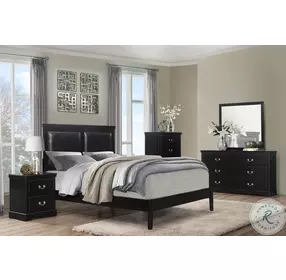 Seabright Black California King Upholstered Panel Bed