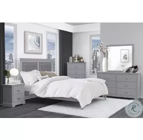 Seabright Gray Queen Upholstered Panel Bed