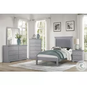 Seabright Gray Twin Upholstered Panel Bed