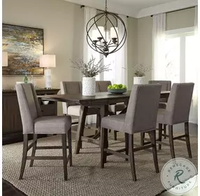 Twin Arches Dark Chestnut Upholstered Counter Chair Set of 2