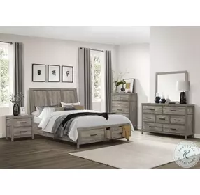 Bainbridge Weathered Gray King Platform Storage Bed